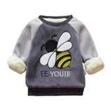 Winter Kids Coat Cartoon Bee Print Tops Casual Toddler Thicken Coat Long Sleeve Outerwear Long Sleeve Tops
