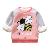 Winter Kids Coat Cartoon Bee Print Tops Casual Toddler Thicken Coat Long Sleeve Outerwear Long Sleeve Tops