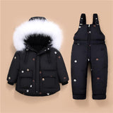 Winter Kids Ski Suit Baby Boy Girl Clothing Set Warm Down Jacket Coat Snowsuit Cartoon Dog Paw Kid Clothes Ski Overalls Overcoat