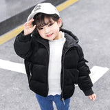 Winter Kids Warm Hooded Cotton Coat Long Sleeve Smile Letters Flocking Casual Down Outerwear Children Clothes Christmas Gifts
