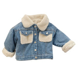 Winter Korean Jeans Children Velvet Denim Kids Jacket Coat Baby Boy Girls Jackets Outerwear Coats Teddy Parka Snow Wear