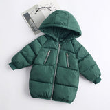 Winter Long Jacket For Girls 2 3 4 5 7 8 Years Green Kids Co Nice Cotton Parka Boy Autumn Warm Hooded Jacket Children Clothing