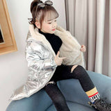 Winter Mid Length Children Hooded Collar Parkas 2 Colors Down Cotton Coat For Cold  Teenager Kids Warm Warterproof Outwear