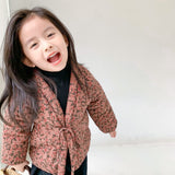 Winter  Korean style 2 colors small flower sountryside style short cotton coat for cute baby girls