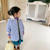 Winter  Korean style children's jacket warm 2 faces wears cotton long coat with pockets for sweet baby girls