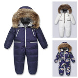 Winter Overalls for Girls Baby Boys Down Parkas Hooded Romper Children Jacket Jumpsuit Warm Thick Coat Tops Outwear Kids Clothes