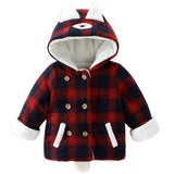 Winter Parkas Kids Jackets for Girls Boys Cartoon Plaid Pattern Thick Pocket Children's Coat Baby Outerwear Infant Overcoat
