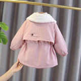 Winter Warm Children's Coat Waist Retraction Plush Cotton Outerwear Faux Fur Kids Clothes Baby Jacket for Girls