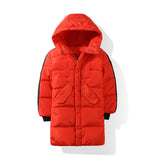 Winter White Duck Down Jacket For Girls 5-13 Years Fashion Kids Clothing Autumn Thick Warm Long Jacket For Boy Red Children Coat