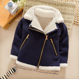 Winter Wool Kids Boys Infant Girl Clothing Toddler Thicken Solid Color Zipper Lapel Coats for Baby Boys Handsome Jackets