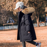 Winter children's cold-proof thick coat Boy's dark blue down jacket Girl's fashionable hooded warm jacket Teenager's winter coat