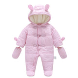Winter infants baby girl clothes hooded mantle jacket coat thick piece of warm clothing cotton neonatal cold Horns button coats