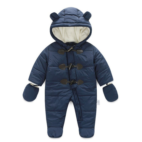 Winter infants baby girl clothes hooded mantle jacket coat thick piece of warm clothing cotton neonatal cold Horns button coats
