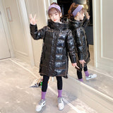 Winter kids Girls Jacket Coat Hooded Long Outerwear Waterproof Bright Reflective Children Clothes 4 5 6 7 8 9 10 11 12 13