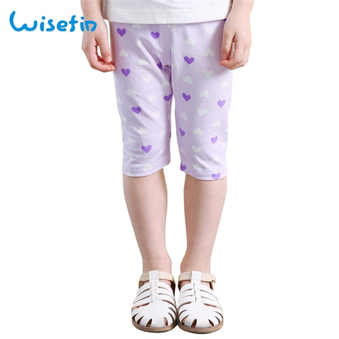 Baby Girl Summer Shorts Leggings Cotton Children White And Purple Elastic Waist Cute Heart Cropped Pants Kids Shorts