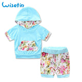 Toddler Newborn Baby boy Clothing Set Summer Infant Girls Outfits Cute Baby Girl Clothes Set Flower Hoodie Tops +Shorts