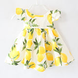 brand Kids Dress 2018 Summer Fly Sleeve Sundress Lemon Pattern Baby Girls Dresses Fashion Children Clothes Christmas Gifts