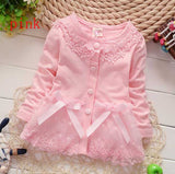 ZSXPMORE Children Clothes Coat Fashion Solid Color Long Sleeve Lace Bow Shirt Kids Girls Baby Coat Girls Spring Autumn Coat