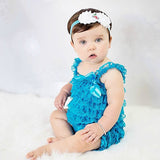 Baby Girls Clothes Baby Blue Ruffled Lace Romper Toddler Kids Jumpsuit New Born Baby 1th Birthday Photo Outfit