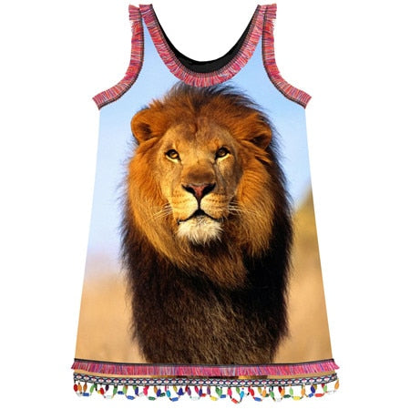 baby Kids Clothes Girl clothing dress Girls lace Dresses Fashion nice The lion Print Summer style brand Children Designer