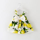 baby girl dress 2018 Summer Floral Princess Party cut cotton baby girl clothes Kids bowknot Gown lemon dresses 6-24M pink yellow