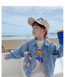 children kids girls autumn winter long sleeve solid single-breasted top outwear baby princess jacket denim clothes 3-8Y