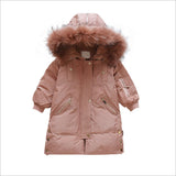 children's winter jacket windproof Thickened long hooded Warm fur collar jacket for girls kids Clothes winter girls coat
