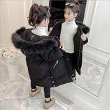 children's winter jacket windproof Thickened long hooded Warm fur collar jacket for girls kids Clothes winter girls coat