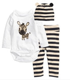 cotton summer infant baby boy clothes cute long sleeve Romper+Hat+Pants Clothing Set Newborn Jumpsuit suits baby girl clothes