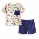 cute Babies Clothing Set Newborn Infant Baby Boys Girls Cartoon shot sleeve Tops Shirt+Shorts kids Outfits Set Summer