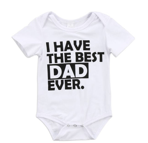 cute Newborn Baby Boy Girls Bodysuit best mom dad print Jumpsuit Outfits Clothes short sleeve white Bodysuits for baby