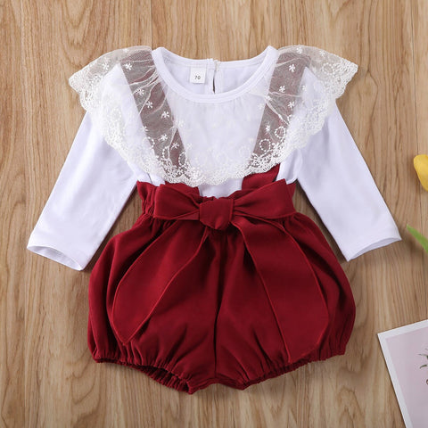 autumn Children clothing set suit toddler lace top infant little girl winter shorts 2 piece 0 24 m cute newborn clothes