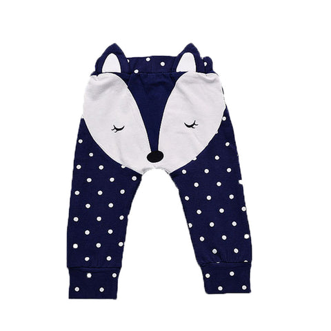 fashion boy girl baby pants 3D fox pattern cute PP harem long trousers cotton gray dark blue infant baby clothing 9M-24M