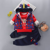 kids Winter clothes set warm 3 pieces Outfits Fleece Wear toddler boys clothing sets Teen sport suits Plaid Tracksuit Cartoon 4T