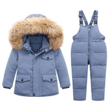 kids Winter clothes suit Duck Down Jackets for Girl Snowsuits Parka Boy Outerwear Children Warm Overalls Baby Boy Coat +Jumpsuit