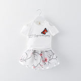 2016 summer strapless t shirts+flower skirts 2pcs baby girl clothes set cute infants princess outfits for  born girls suit