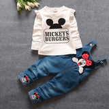 Baby Girls Letter T-Shirt Tops + Denim Jeans Overalls Pants Two Pieces Suits Kids Clothing Sets roupas de bebe
