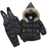 parka real Fur hooded boy baby girl duck down jacket warm kids snow suit children co snowsuit winter clothes girls clothing