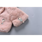 winter  Baby Clothes Set Cute 3D Bear Ear Jumpsuit   Baby Warm Coral Fleece Bodysuit Kid Set Clothes